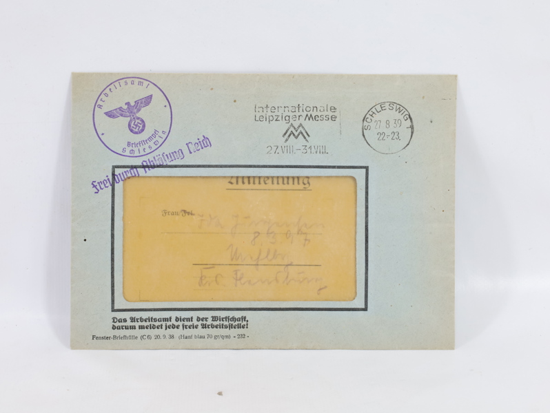 Tysk brev med stempel 1939