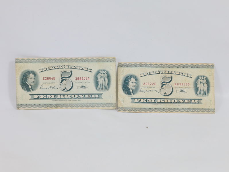 2 st Danske 5 krone