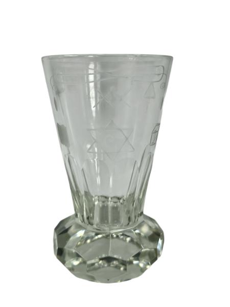 Hadeland glass modell Olaus med frimurer gravyr - Frimurer glass