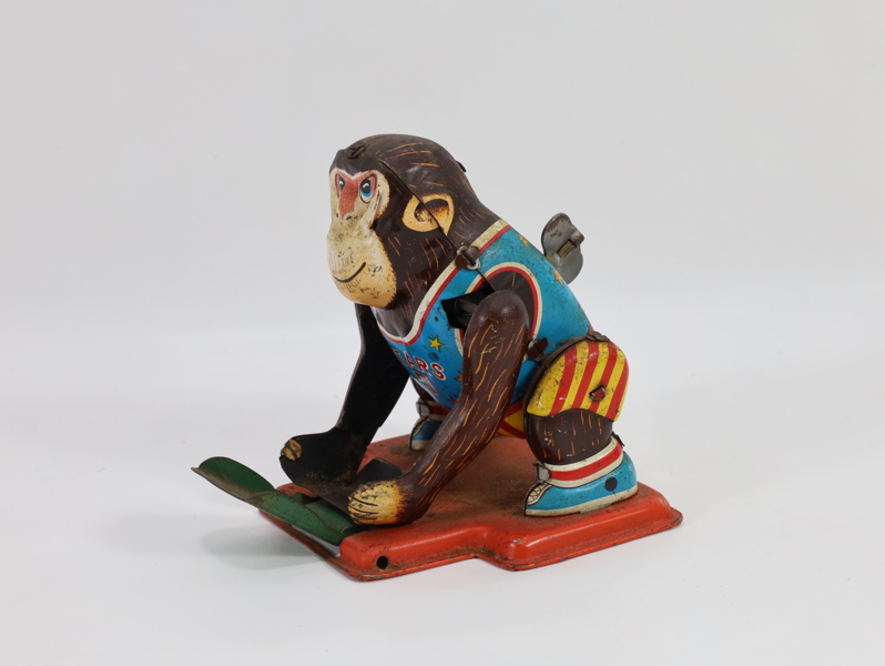 Vintage blikk-leke – Vind-op ape – TPS Japan
