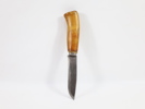 Eldre norsk tollekniv med trehåndtak og dekorert lærslire
