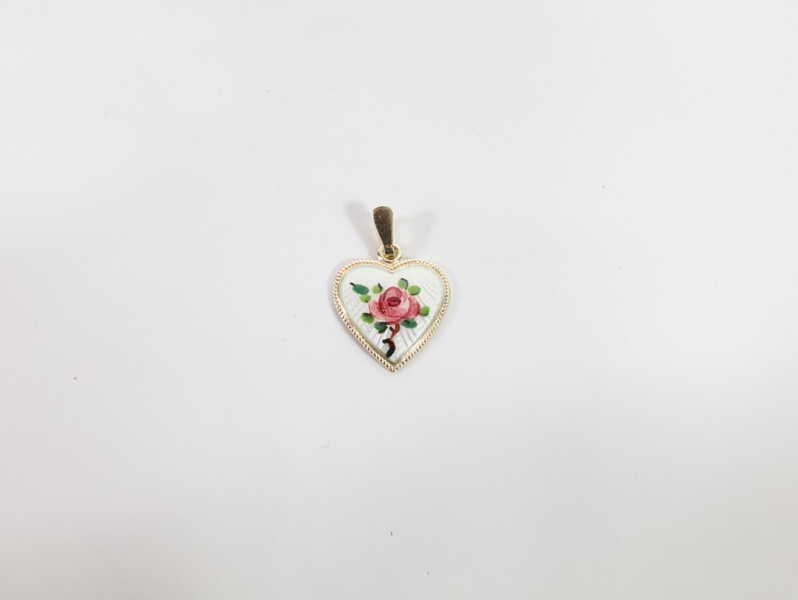 Sølv anheng – Hjerte med emalje og Fader Vår på bakside – stemplet 925 N
