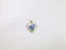Sølv anheng – Hjerte med blå emaljeblomster og fader vår på bakside – stemplet 925S N