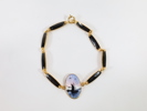 Armbånd i forgylt sølv 925S med svart emalje og håndmalt seilmotiv