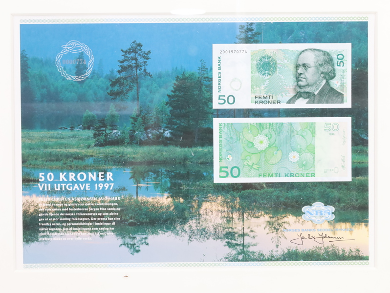Innrammet 50-kroneseddel – VII utgave 1996, Norges Bank
