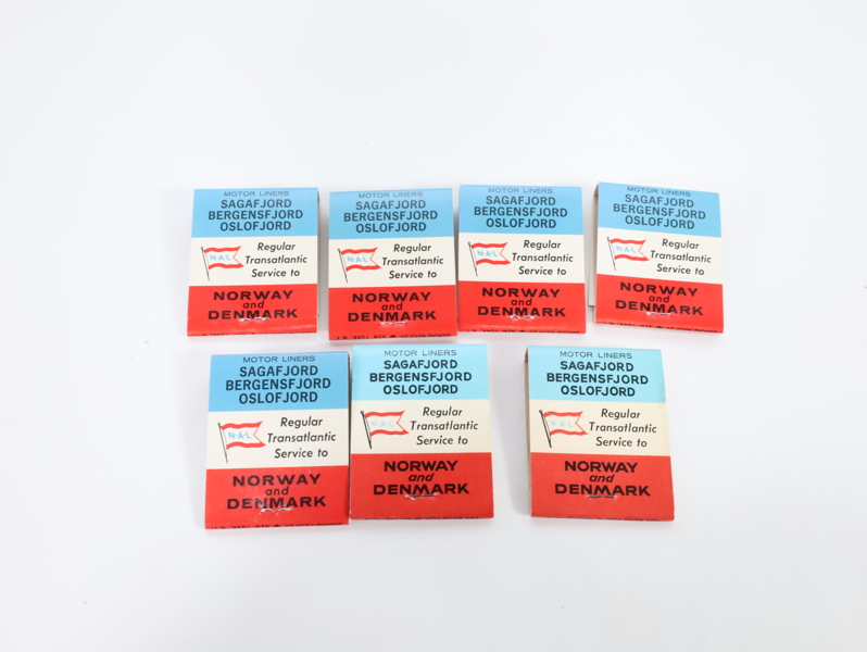 Vintage fyrstikkesker – Norwegian America Line cruisereklame