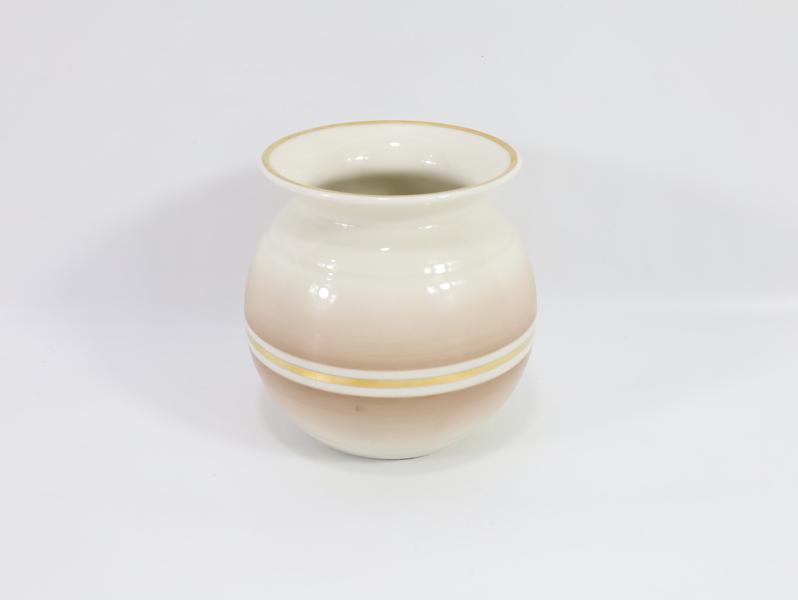 Porsgrund Porselen - Nora Gulbrandsen – liten vase med gullkant og beige dekor
