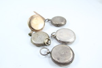 Samling med 5 antikke lommeur – sølv og metall – 1800/1900-tallet