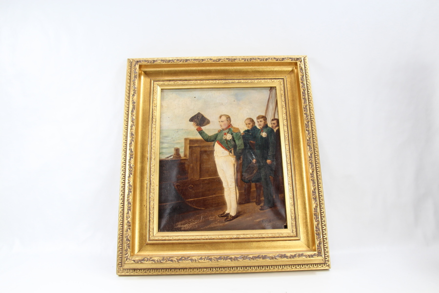 Nicolas-Toussaint Charlet (1792–1845) – Napoleon om bord på skip – litografi, signert og merket Guiron
