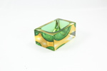 Murano sommerso glassbolle – rektangulær form – grønn og gul – 1960/70-tallet