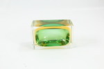Murano sommerso glassbolle – rektangulær form – grønn og gul – 1960/70-tallet