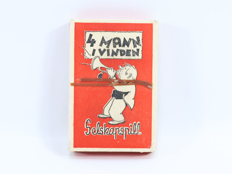 Vintage kortspill "4 Mann i vinden" – Selskapsspill, ca. 1950–60-tallet

