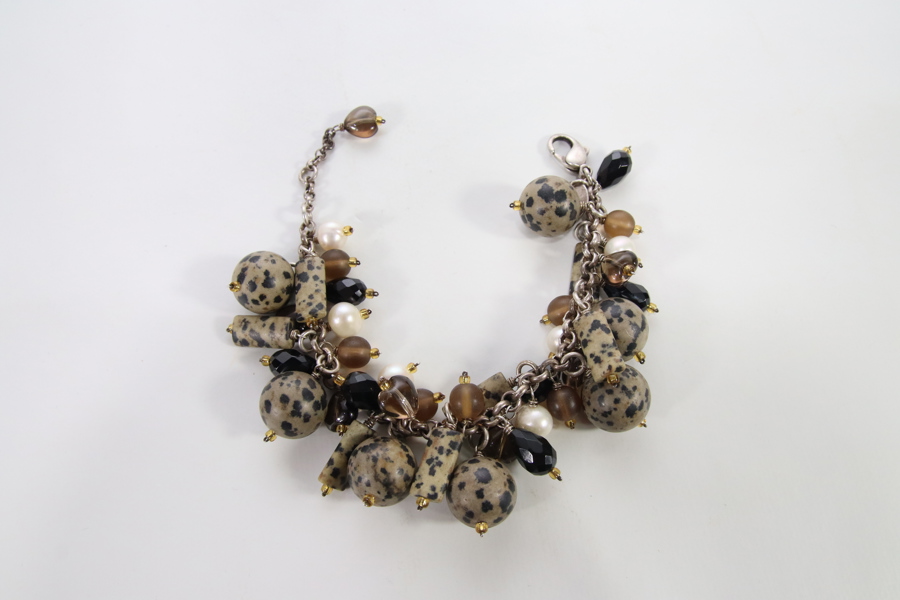 Armbånd i sølv 925 TWR med dalmatinerstein og perler