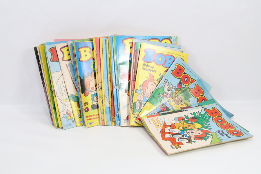 Stor tegneseriesamling, ca. 50 blader – hovedsakelig Bobo
