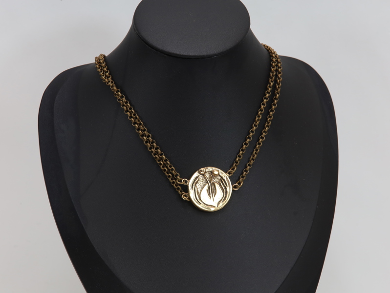 Eivind Hillestad – bronsehalskjede med rund anheng, stemplet EH Norway K85
