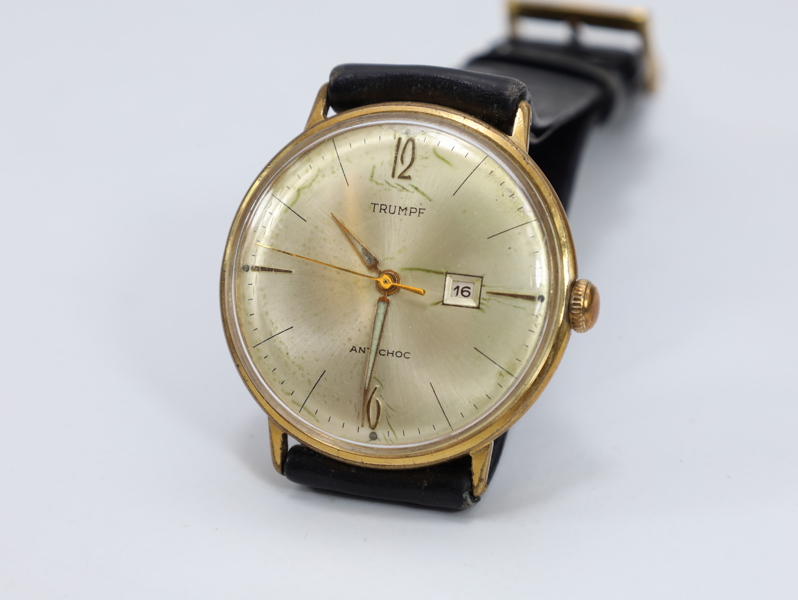 Trumpf Antichoc armbåndsur, mekanisk herreklokke med datovisning

