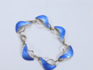 Emaljert armbånd i sølv, blå guilloché emalje – stemplet 925S Sterling Norway