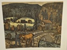Stort trykk signert av Terje Grøstad - "Broen" - 1972-1979