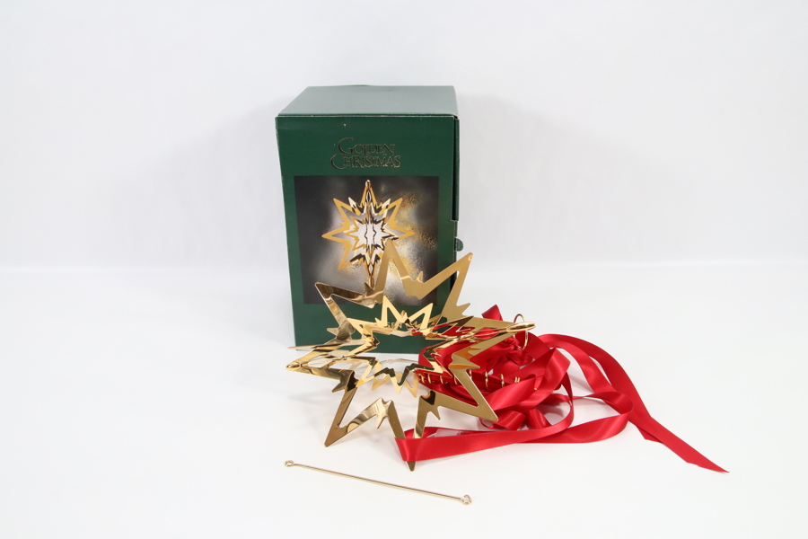 Georg Jensen Golden Christmas 2002 – stjerne lyseholder i gullfinish med original eske
