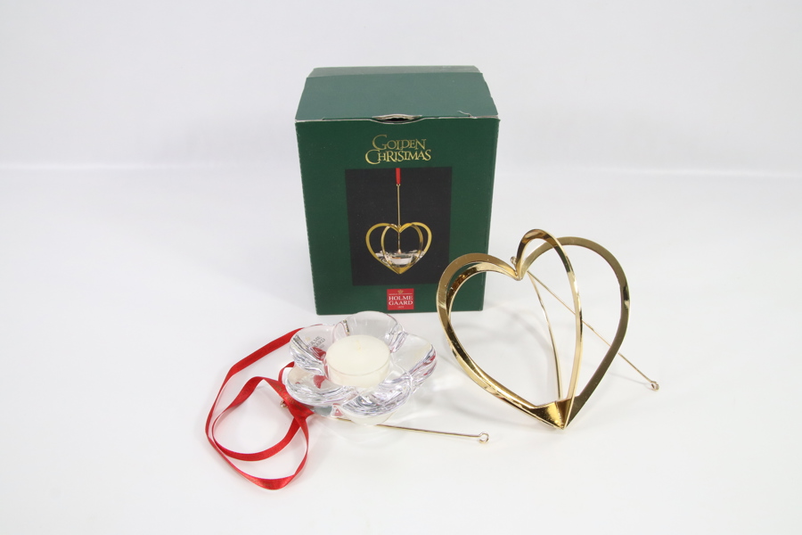 Holmegaard Golden Christmas lyseholder – gullfarget hjerte med glassinnsats
