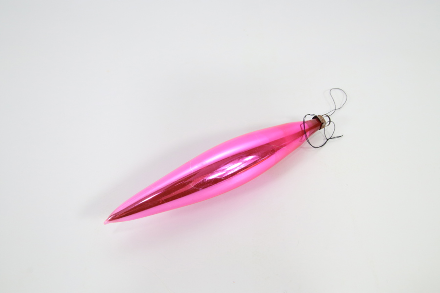 Vintage juletrepynt - håndblåst glassispil i rosa