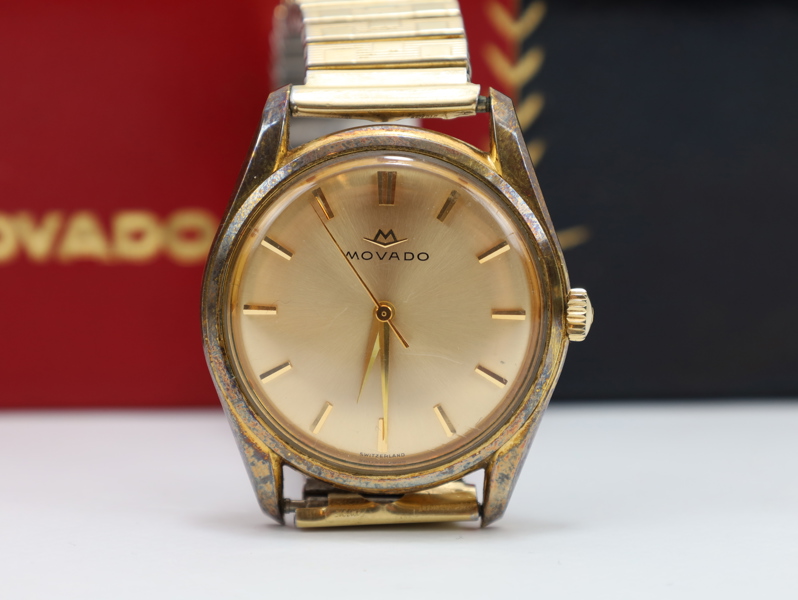 Movado herreklokke med original eske, ca. 1960–70-tallet
