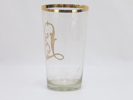 Vintage glass med gullmonogram «L» og gullkant – ca. 1950–60