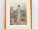 Tidlig trykk etter Pablo Picasso – motiv med gutt og kvinne, signert