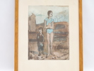 Tidlig trykk etter Pablo Picasso – motiv med gutt og kvinne, signert