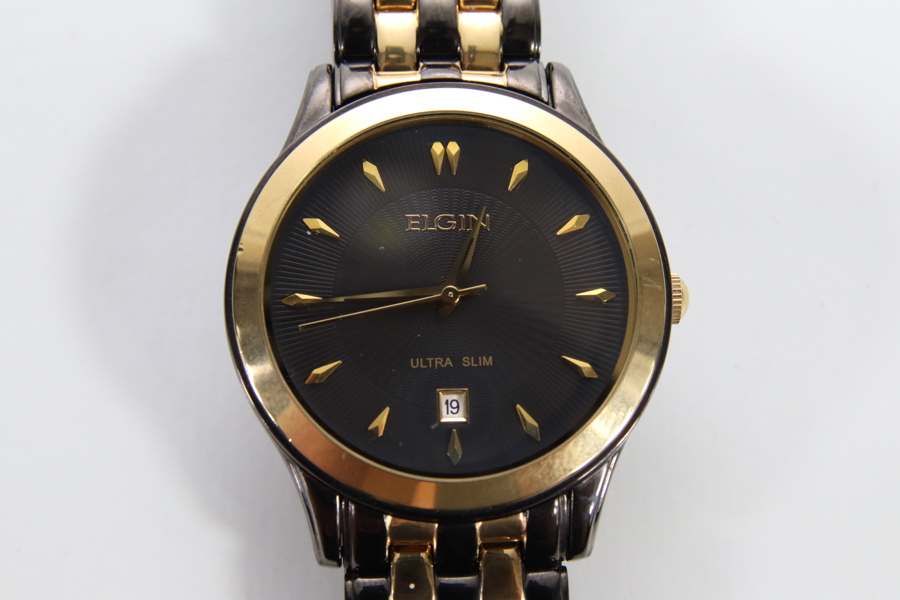 Elgin Ultra Slim herreklokke, to-farget lenke, ca. 38 mm
