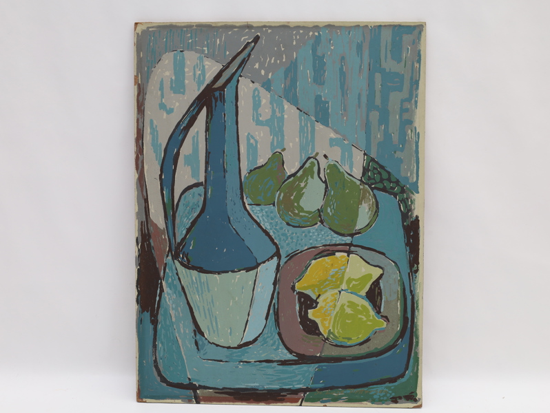 Inge P. Pettersen – Stilleben (signert serigrafi, 1958)
