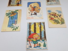 Samling gamle julekort og nyttårskort (ca. 1940–1950)
