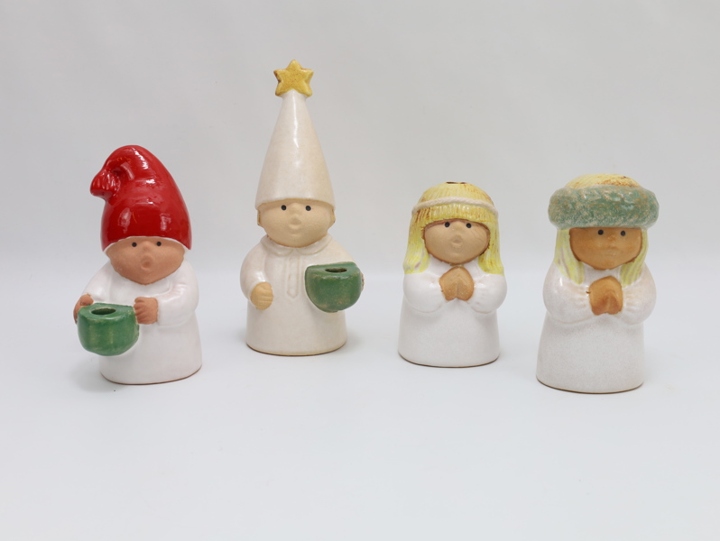 Lisa Larson – Luciatog, sett med 4 figurer i keramikk for Rörstrand
