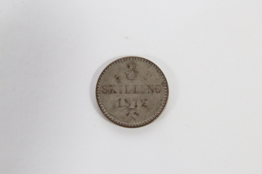 3 Skilling sølv – Oscar II, Kongsberg 1872
