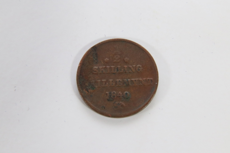2 Skilling skillemynt – Carl XIV Johan, Kongsberg 1840

