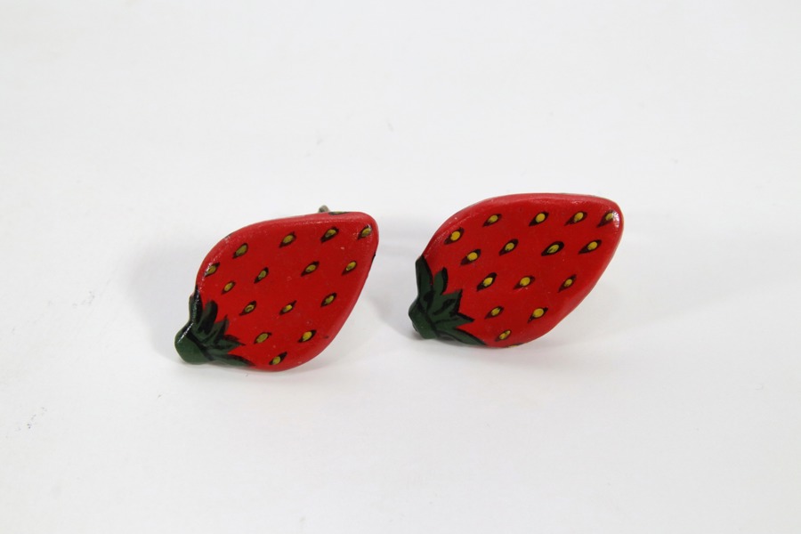 Vintage jordbær-øredobber, klips
