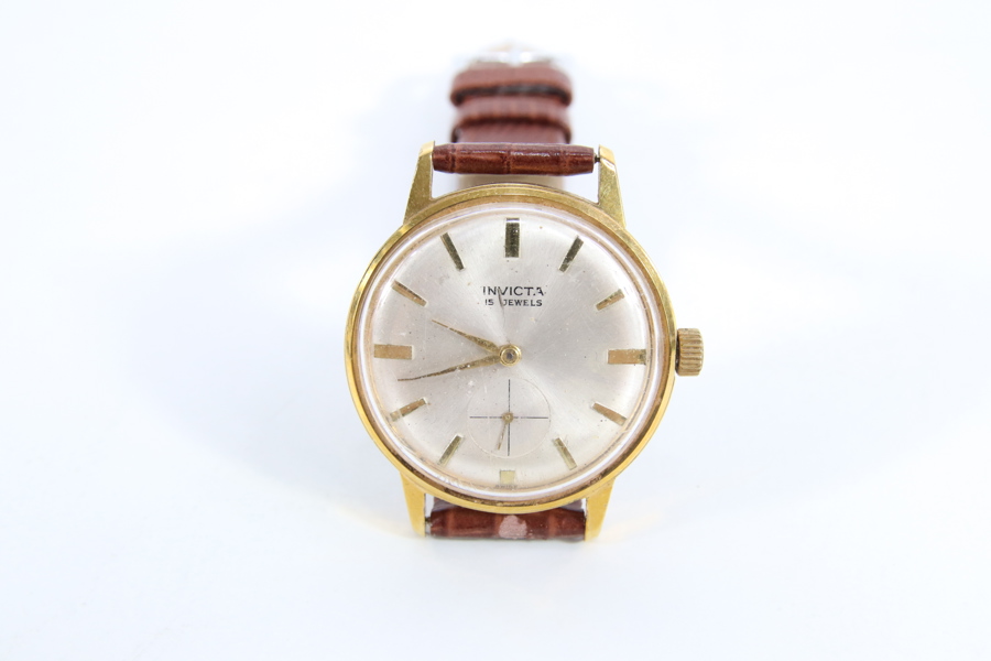 Vintage Invicta 15 Jewels herreklokke ca 1950/60-tall
