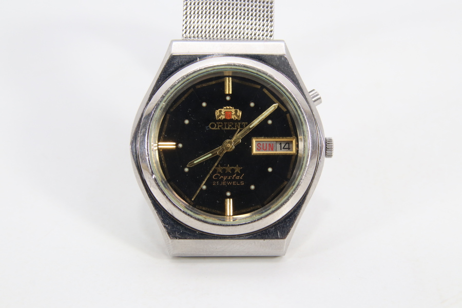 Orient 3 Star automatisk herreklokke – svart urskive, 36 mm
