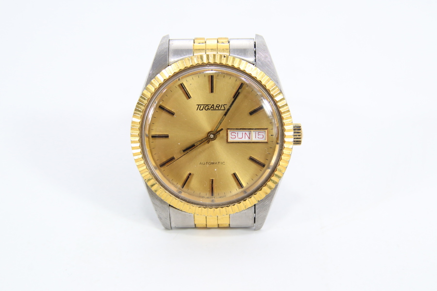 Tugaris automatisk herreklokke – gullfarget urskive, 35 mm
