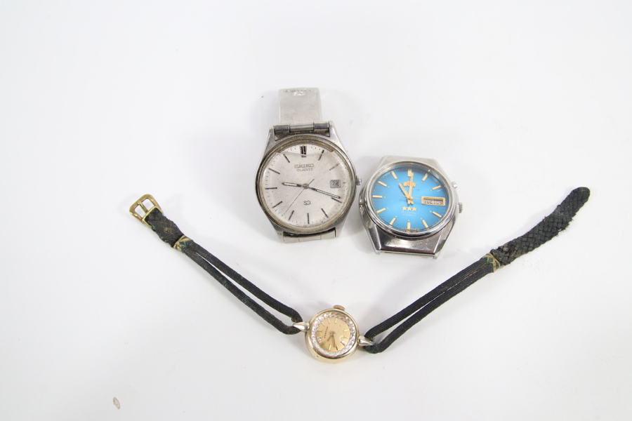 3 armbåndsur – Seiko, Orient og Certina (deleklokker)
