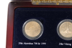Norges 20-kroner minnemynter – komplett sett 1999–2006 i etui