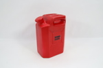 Rød sparebøsse formet som bensinkanne