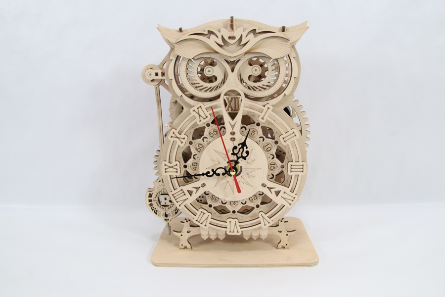 ROKR mekanisk ugleklokke i tre
