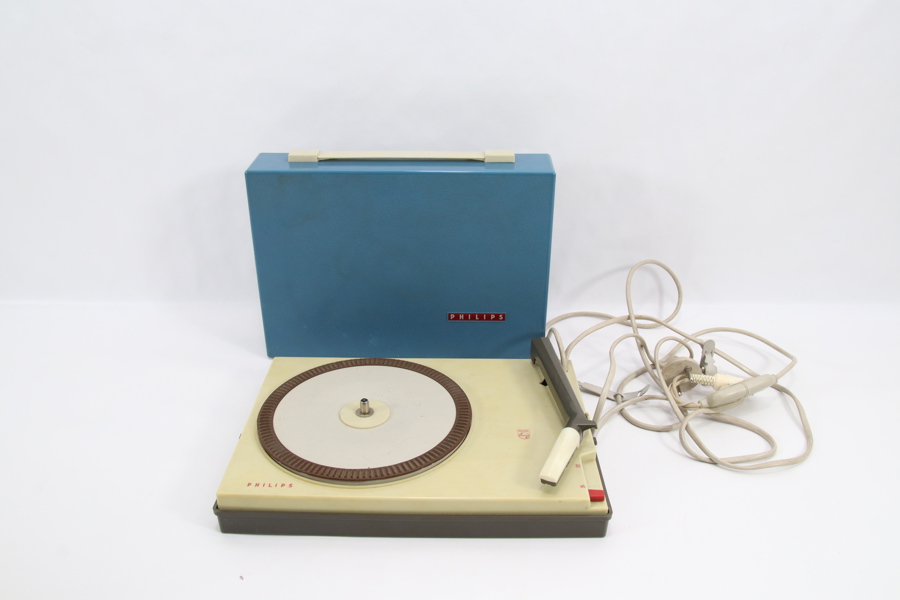Vintage Philips platespiller AG 2231/32E – blå koffertmodell