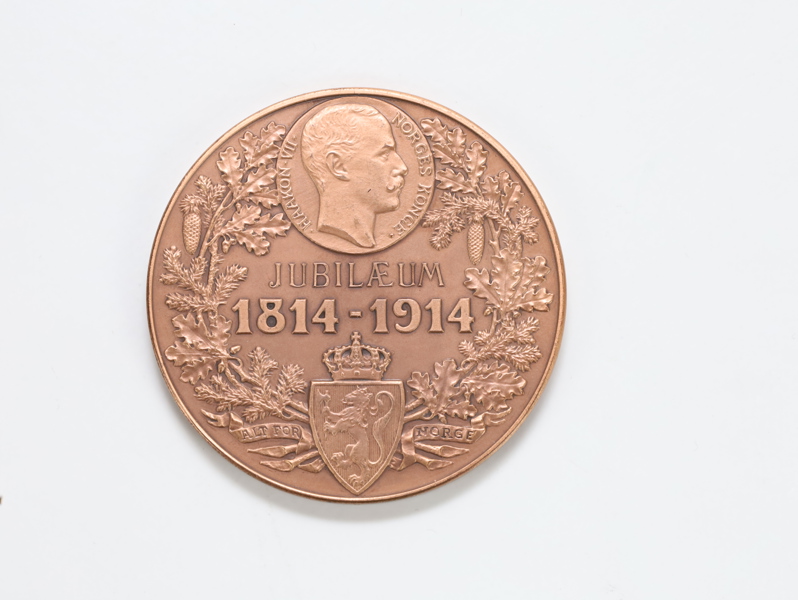 Norge – Jubileumsmedalje 1814–1914, Haakon VII – Eidsvoll, bronse (Ø 6 cm)
