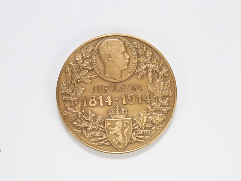 Norge – Jubileumsmedalje 1814–1914, Haakon VII – Eidsvoll, gullbronse (Ø 6 cm)
