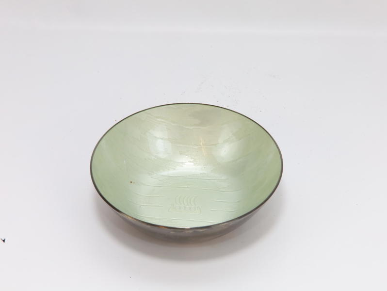 Tåstrup sølv og emalje skål, 925S – Norsk Hydro reklame – diameter 9,7 cm