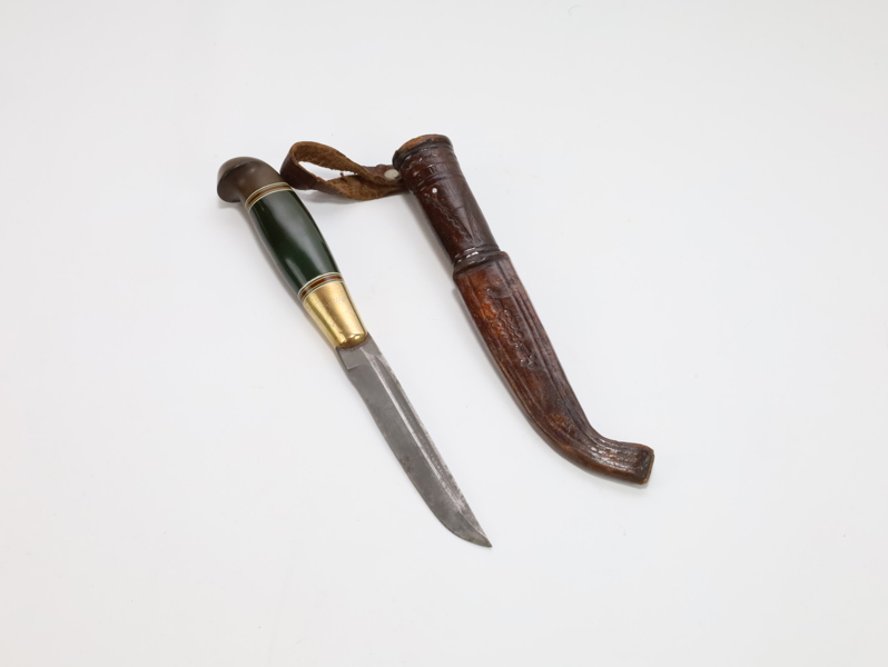 Finsk tollekniv med original lærslire – 22,5 cm
