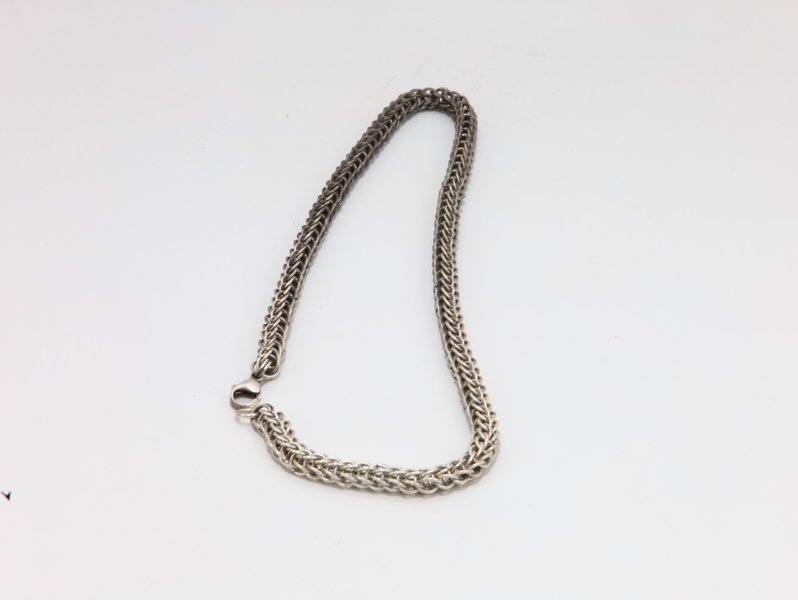 Massiv 925 sølvkjedet, 70 gram, 51 cm – håndflettet mønster