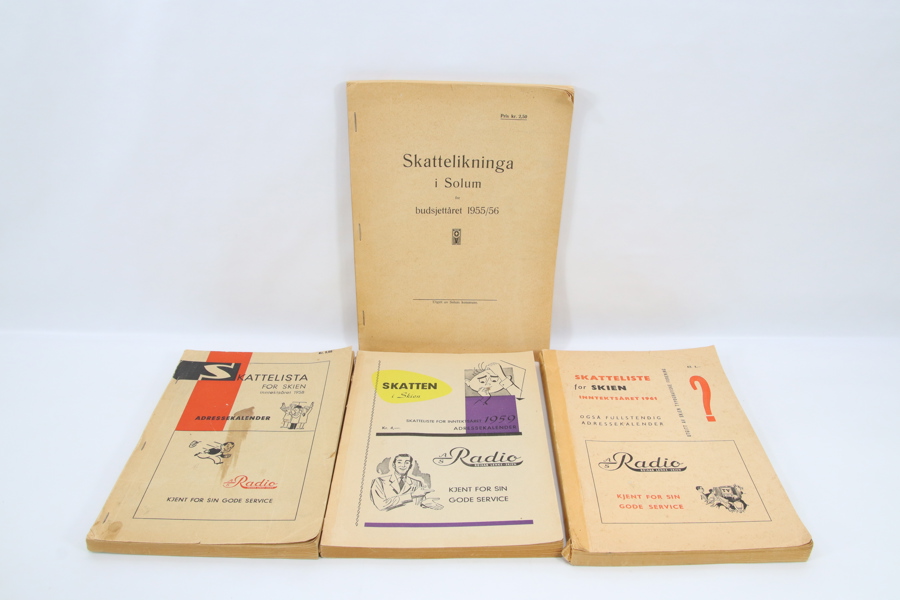 Samling norske skattelister og kommunale hefter – Skien og Solum, 1950–1960-tallet
